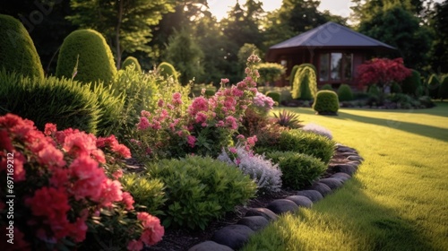 Professionally Landscaped Garden Flower Bed © Fly Frames