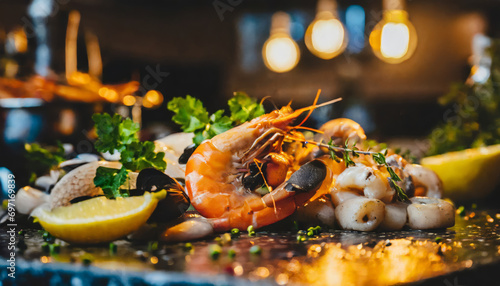 Fresh and Delicious Seafood Dish at Luxury Restaurant