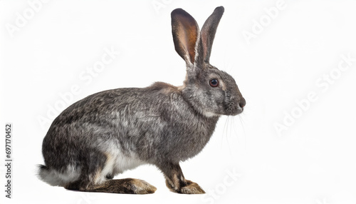 Cute Isolated Rabbit Bunny - White Fluffy Fur and Adorable Brown Ears