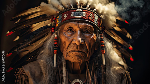 Plakat w ramie Old Native American Indian