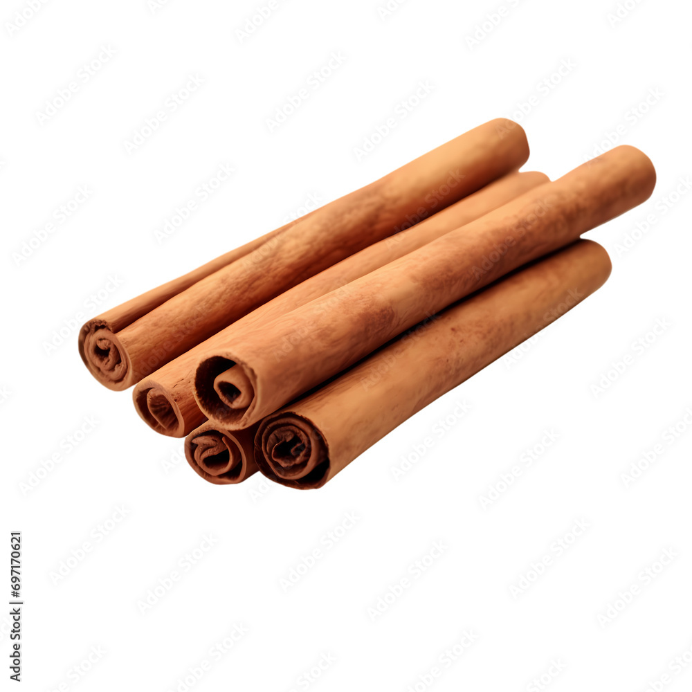 Cinnamon stick isolated on transparent background