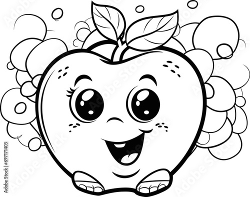 Apple fruit vector image, coloring page
