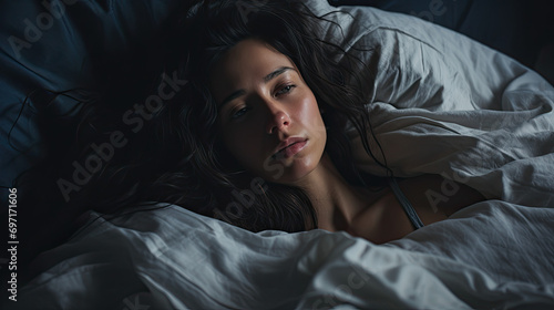 Woman Lying Awake In Bed Suffering With Insomnia