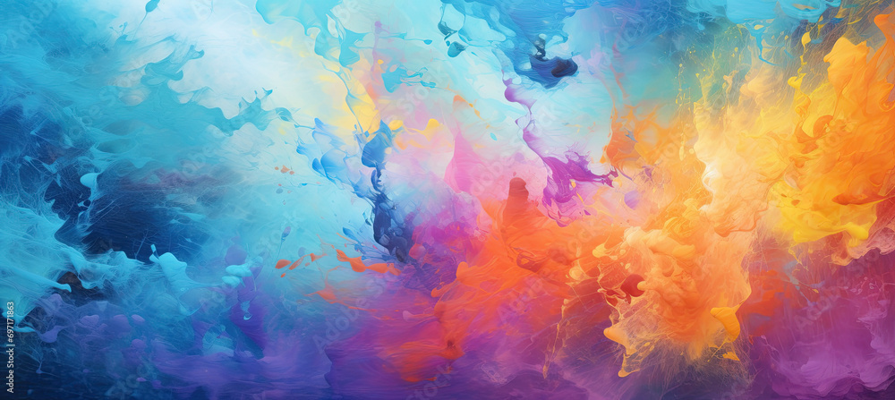 Abstract Art With Splashes of multicolor paint