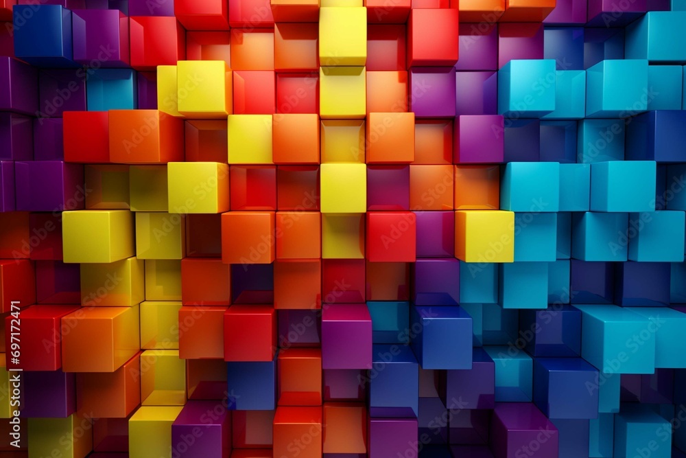 Background of squares of different colors, bright colors