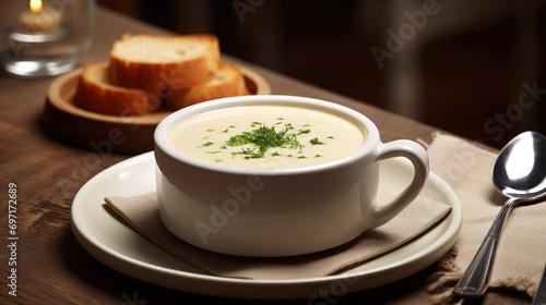 French garlic soup, a comforting bowl of aromatic broth, a traditional culinary delight