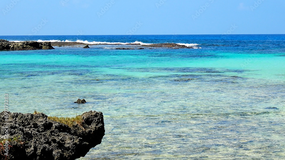 Beautiful landscape and crystal clear water on Eton Beach in Vanuatu.