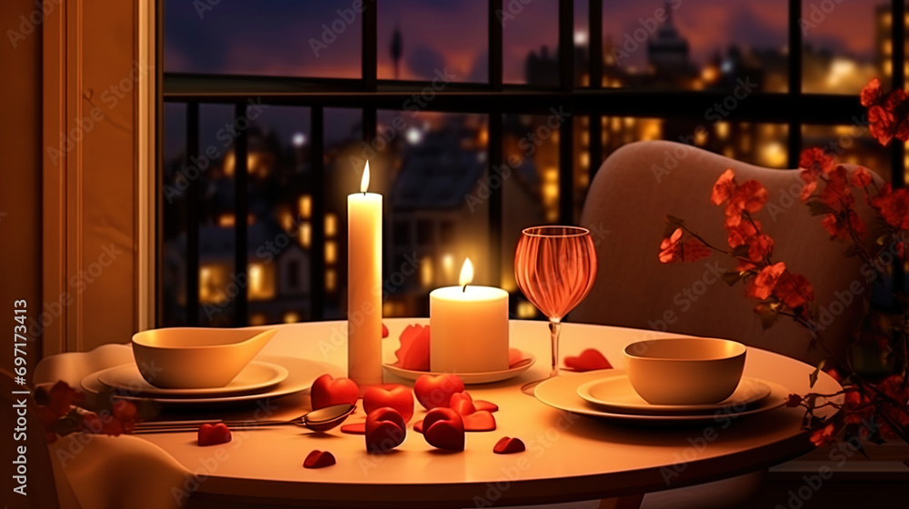 A romantic dinner for candlelight for Valentine's Day