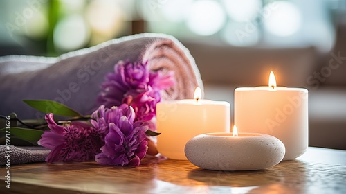 Showcase the spa environment with attention to details like candles  soft towels  and soothing colors