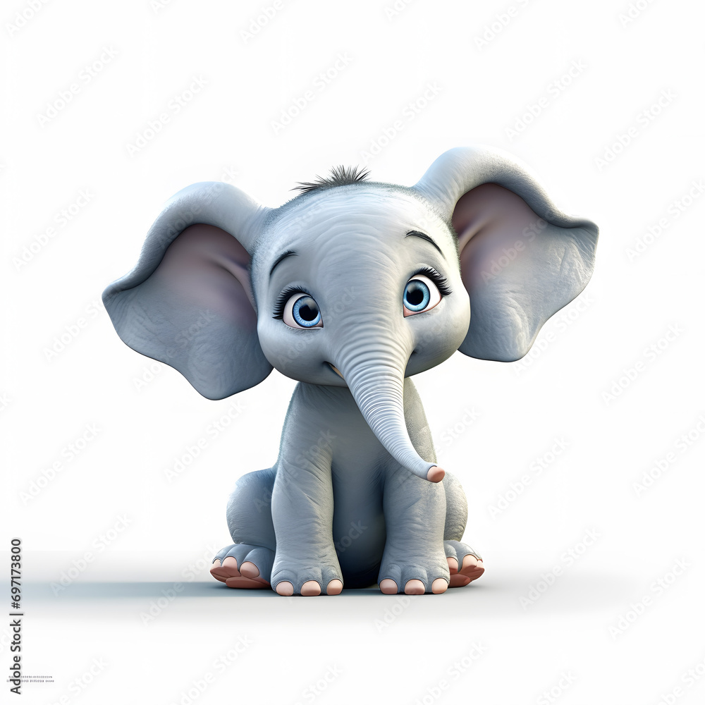 Fototapeta premium Playful Cartoon Elephant in Innocent Glee