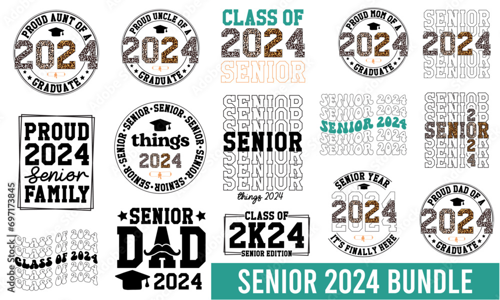 Senior 2024 Quotes tshirt design Bundle, class of 2024 round design