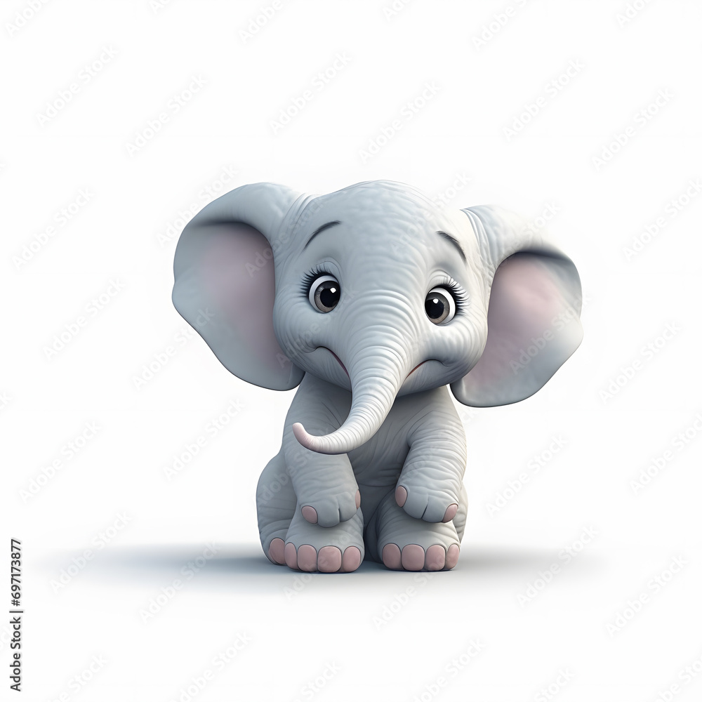 Playful Cartoon Elephant in Innocent Glee Playful Cartoon Elephant in Innocent Glee