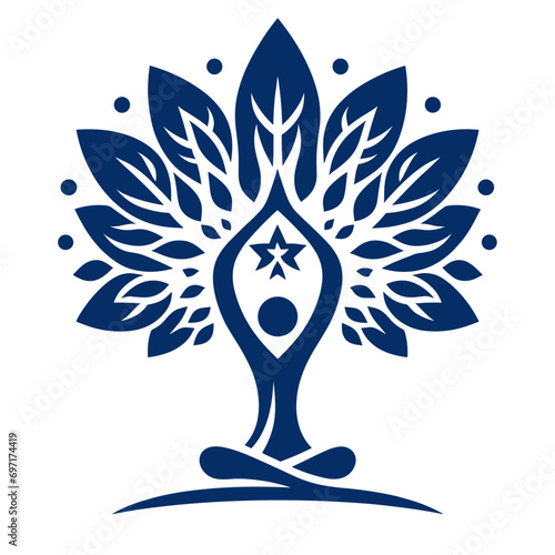 yoga meditation with tree of life silhouettes , meditation illustrations , yoga of tree vector
