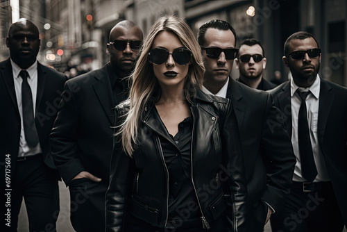 celebrity woman with bodyguards  photo