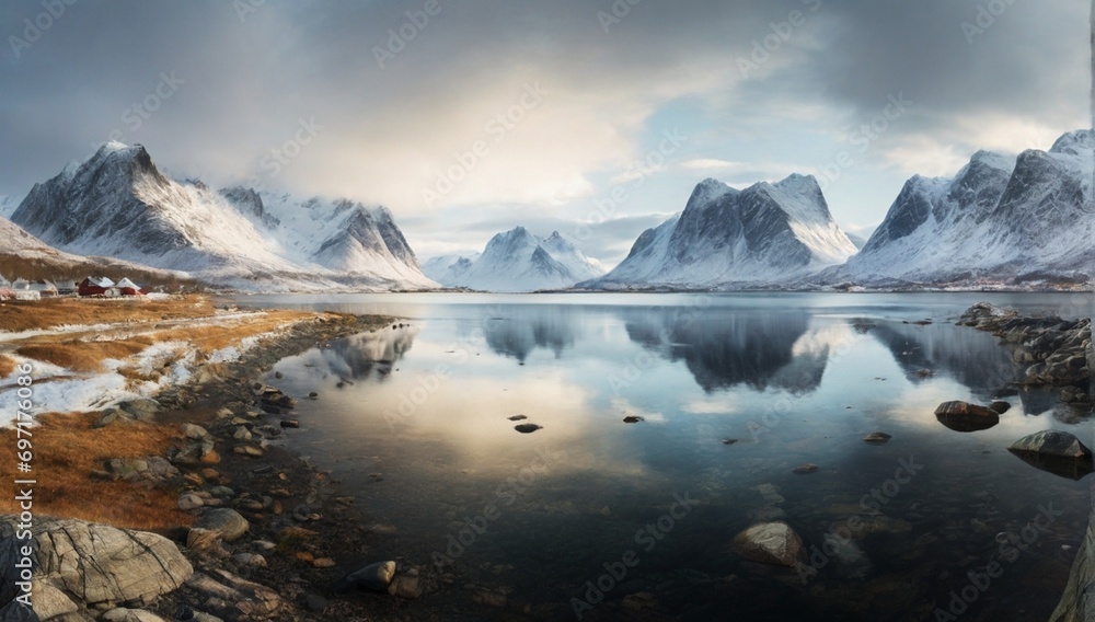 _Panorama_Of_Fjord_Lake_And_Mountain_