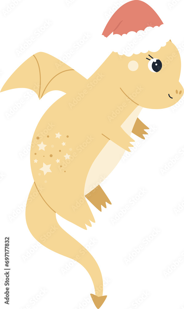 Cute Cartoon Christmas Dragon Illustration Cute Cartoon Christmas Dragon Illustration