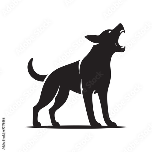 A Vigorous Barking Dog Silhouette, Emphasizing the Energetic and Spirited Nature of Canine Communication 
