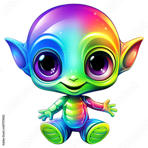 colorful cute alien smiling clipart illustration transparent background for sticker design
