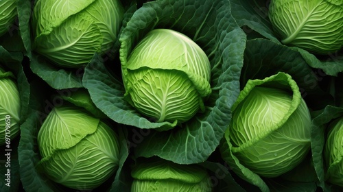 Cabbage pattern background, AI generated Image photo