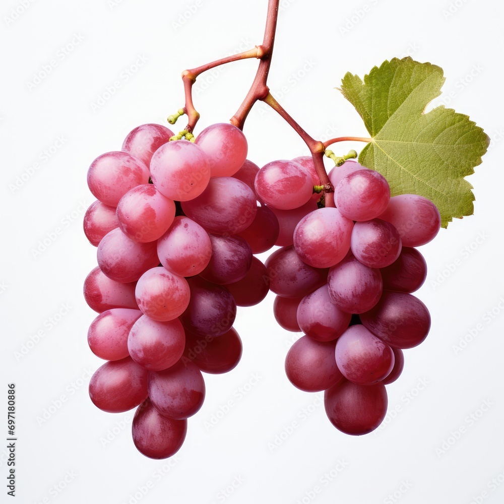 Fototapeta premium Grapes on white background, AI generated Image