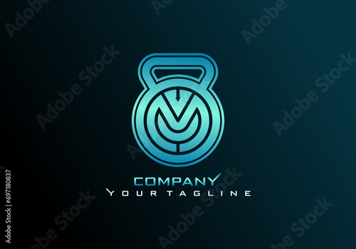 Logo icon combination MV and Kettlebell