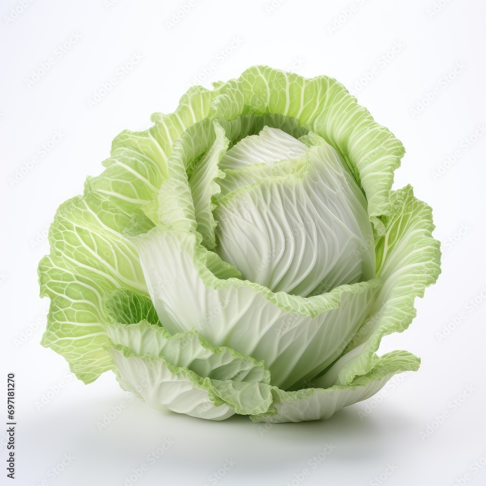 Fototapeta premium Cabbage on white background, AI generated Image