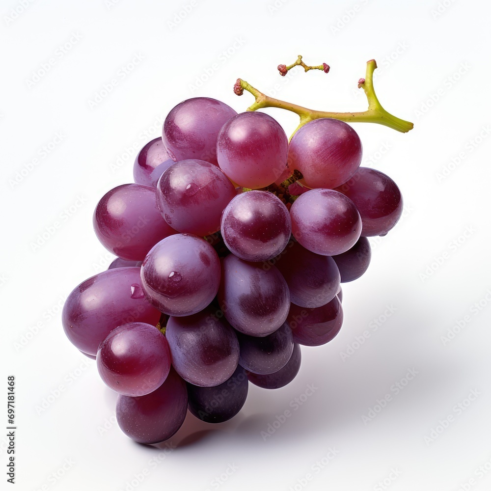 Fototapeta premium Grapes on white background, AI generated Image