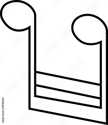 Note music icon in trendy black Line style design. Musical key sign page symbol with treble clef for your web site design on transparent background. Musician splash effect sign business concept.