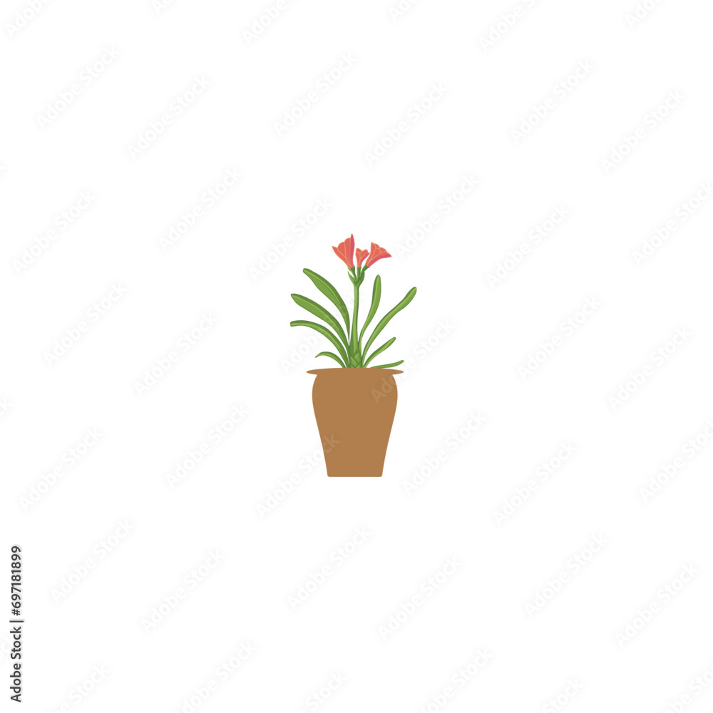 set of plants with brown pots plant