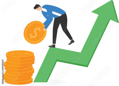 Investment and stock concept. increase salary or investment.

