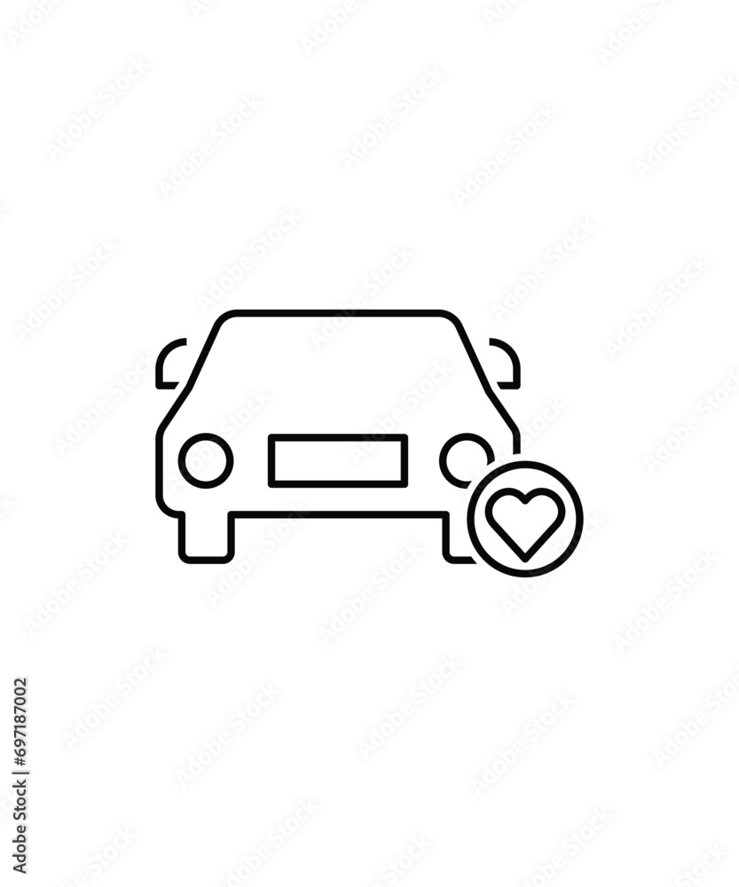 car with love icon, vector best line icon.