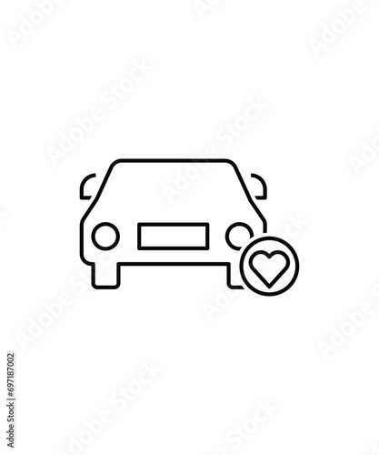 car with love icon, vector best line icon.