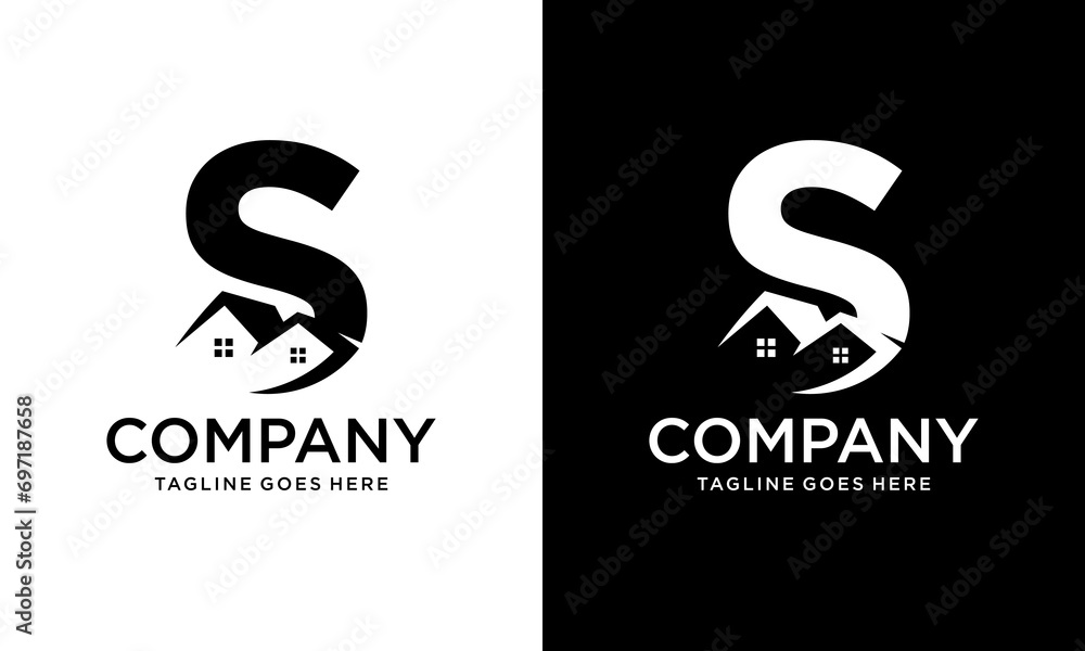 Creative Logo design of S in vector for construction, home, real estate, building, property. Minimal awesome trendy professional logo design template on black background. Creative Logo design of S in vector for construction, home, real estate, building, property. Minimal awesome trendy professional logo design template on black background.