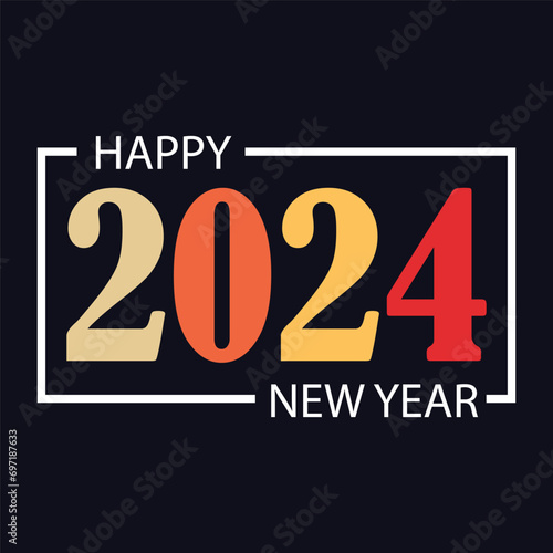 2024 happy new year background design greeting card banner poster vector illustration