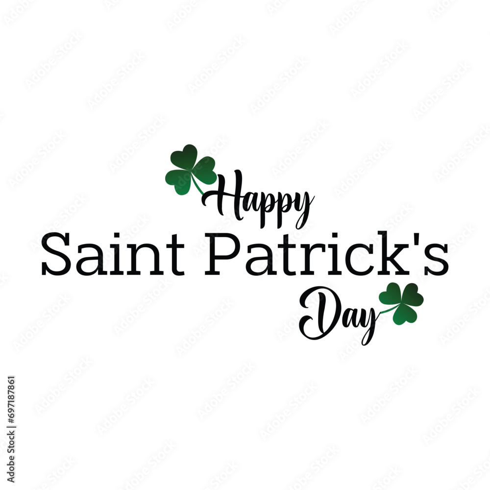Fototapeta premium Lettering Happy st. Patrick day. Monochrome, black, white. St. Patrick's day design element, vector