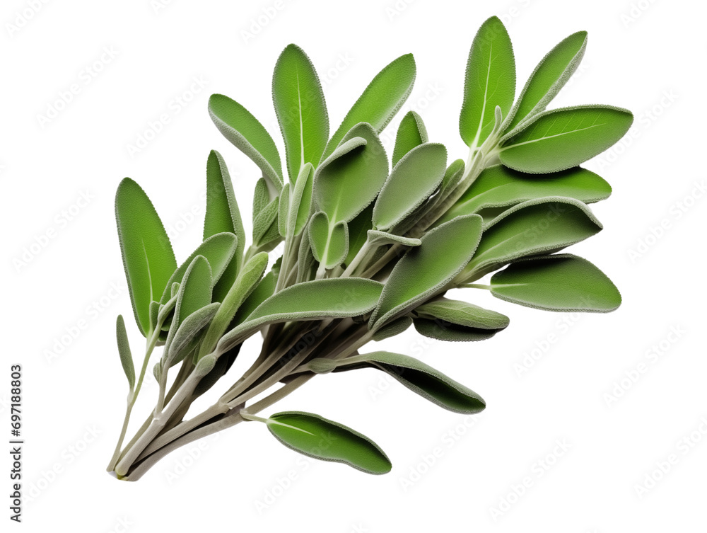 sage herb branch on transparent background