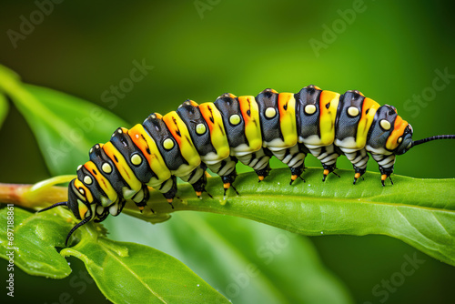 caterpillar on a leaf. Generative Ai © Shades3d