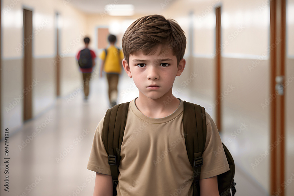 Unhappy boy. Bullying in schools concept Unhappy boy. Bullying in schools concept