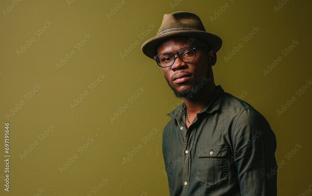 Artistic African Graphic Designer with Hat and Glasses Artistic African Graphic Designer with Hat and Glasses