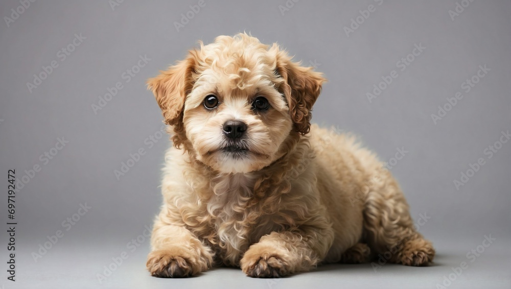 A small, alert Maltipoo puppy with a wavy honey-colored coat lies down on a pristine white backdrop, showcasing the breed's characteristic friendly demeanor and plush appearance. A small, alert Maltipoo puppy with a wavy honey-colored coat lies down on a pristine white backdrop, showcasing the breed's characteristic friendly demeanor and plush appearance.