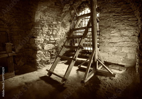 Fotografie Rack in the torture chamber of Castle