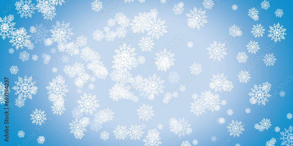 Snowflake falling freezing winter background