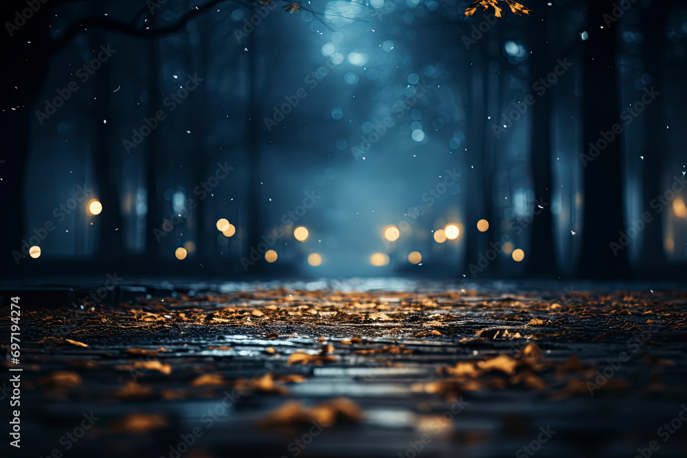 Fog In Spooky Forest At Moon Light On Asphalt with hill and trees. Green meadow foggy night. mystical concept Fog In Spooky Forest At Moon Light On Asphalt with hill and trees. Green meadow foggy night. mystical concept