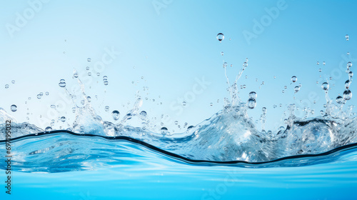 Blue waves with a fresh water. Waves showing a stream of clear pure water.