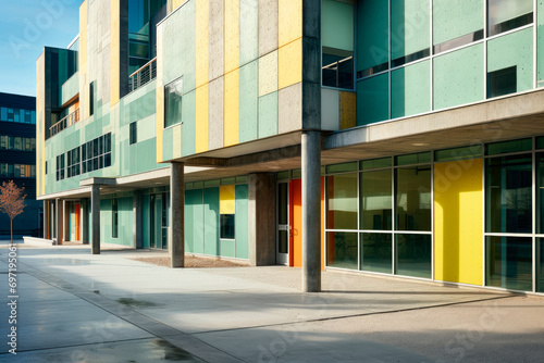 Modern futuristic colored architecture building.