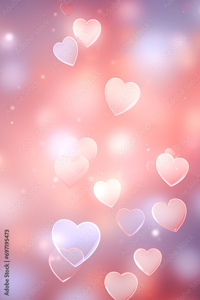 Valentine's Day background in pink and purple colors with hearts.