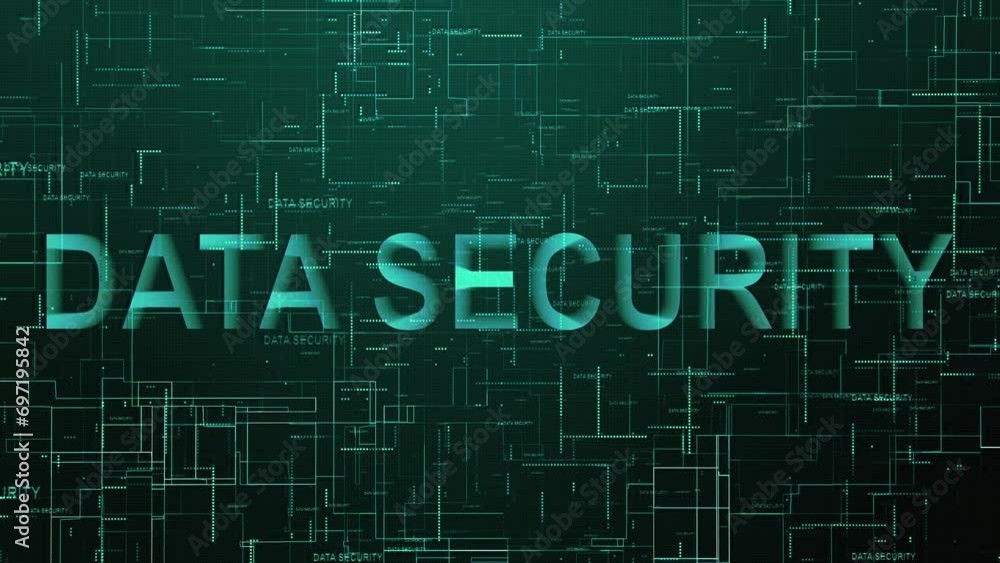 Data security text technology data line animation cyan Data security text technology data line animation cyan