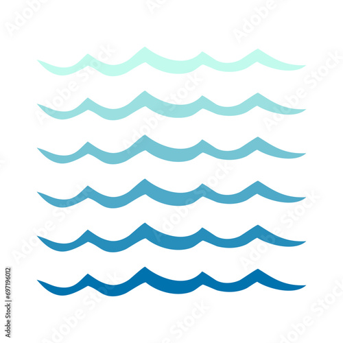 Logo Nautical. Grupo de olas de mar formadas por líneas curvas