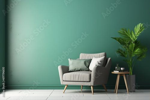 3d rendered Minimal style Modern living room interior design with modern chair © Irfan Hameed
