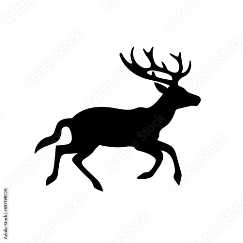 Vector silhouette of deer on white background. Deer Vector PNG 